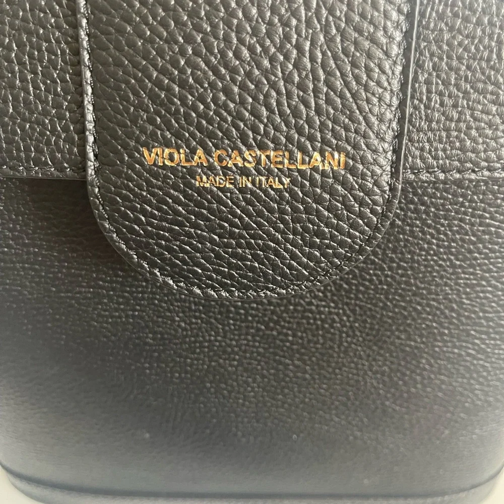 VIOLA CASTELLANI  beautiful Italian Black Leather Backpack Bag NWT. - Picture 2 of 8